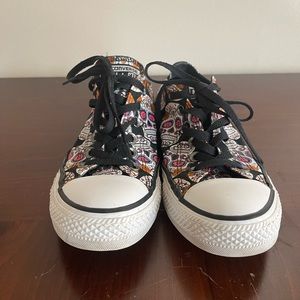 Converse All Star Day of the Dead Sugar Skull Low Top Athletic Sneakers Shoes
